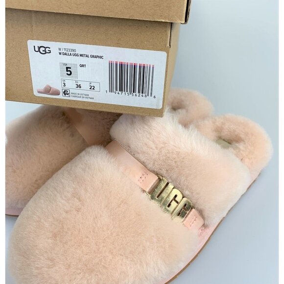 NIB UGG Woman Dalla UGG Metal Graphic Slippers Size US5 - Picture 11 of 11